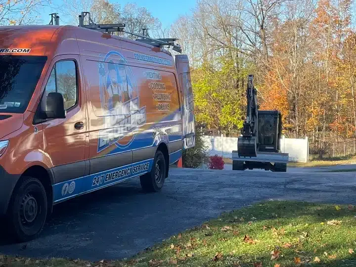 Folkes brothers fleet van and excavator in Poughkeepsie, NY