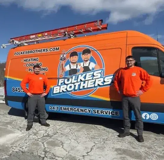Folkes Brothers in front of van in Hopewell Junction, NY