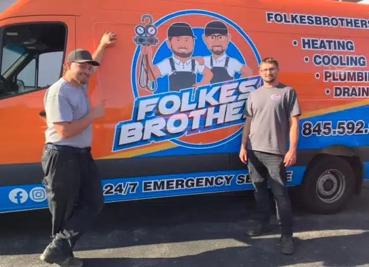 Folkes Brothers owners standing in front of van in Poughkeepsie, NY