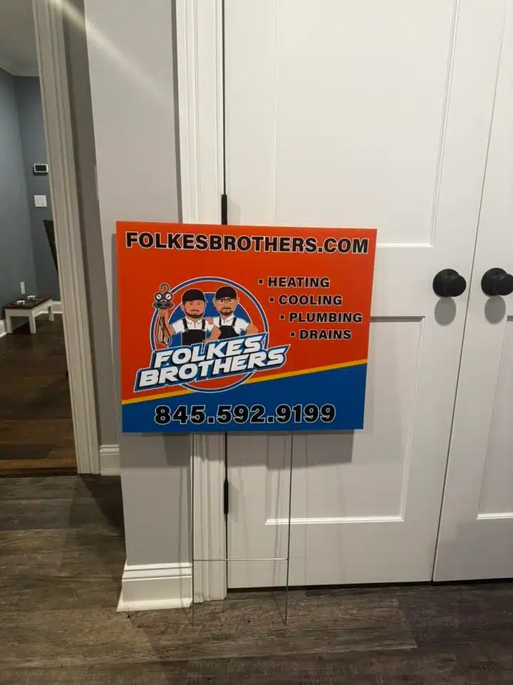 Folkes Brothers sign on door in Poughkeepsie, NY
